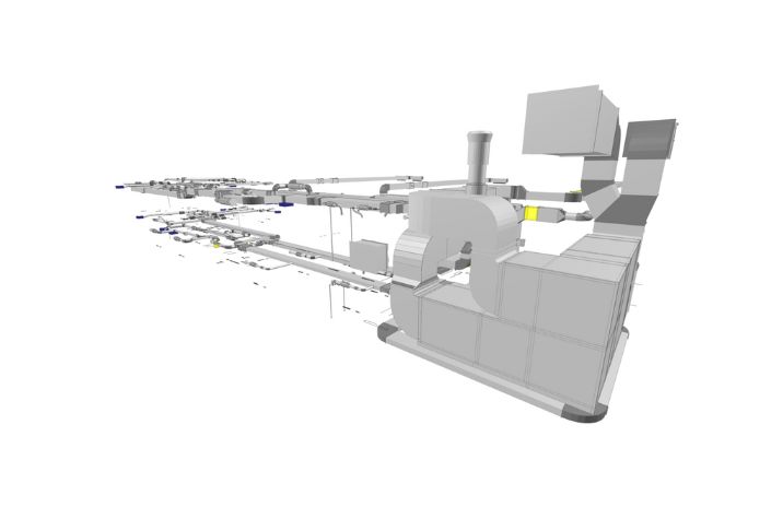 CAD Konstrukteure planen ein Industriegebäude mit Halle und integrierten Seminarräumen